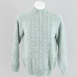 Rebecca Malone Cable Knit Mockneck Green Sweater, Women's Medium